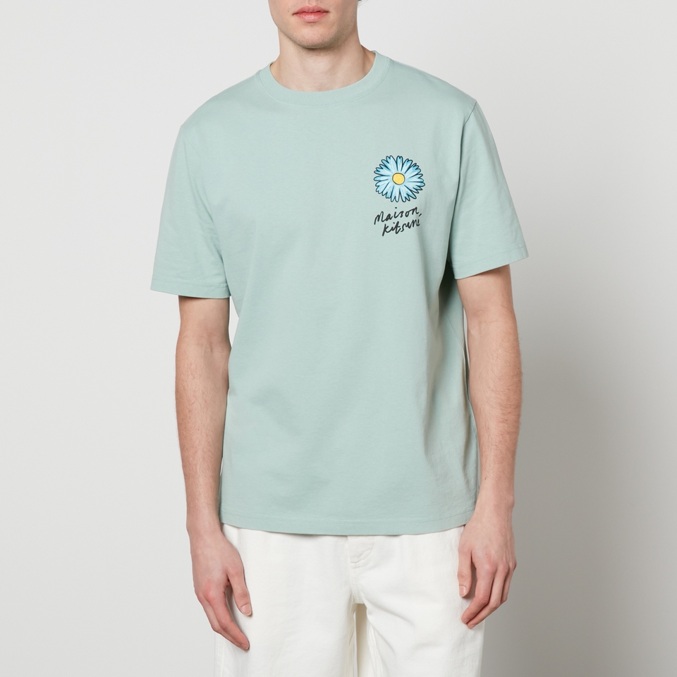 Maison Kitsune★W'S FLOATING FLOWER BABY S/S T-SHIRT Maison Kitsuné - Floating Flowers Logo-Print Cotton-Jersey T