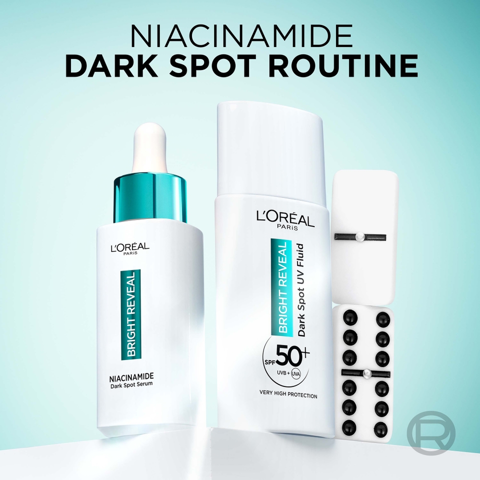 L'Oréal Paris Bright Reveal Niacinamide Dark Spot Routine with Serum and UV Fluid SPF50+