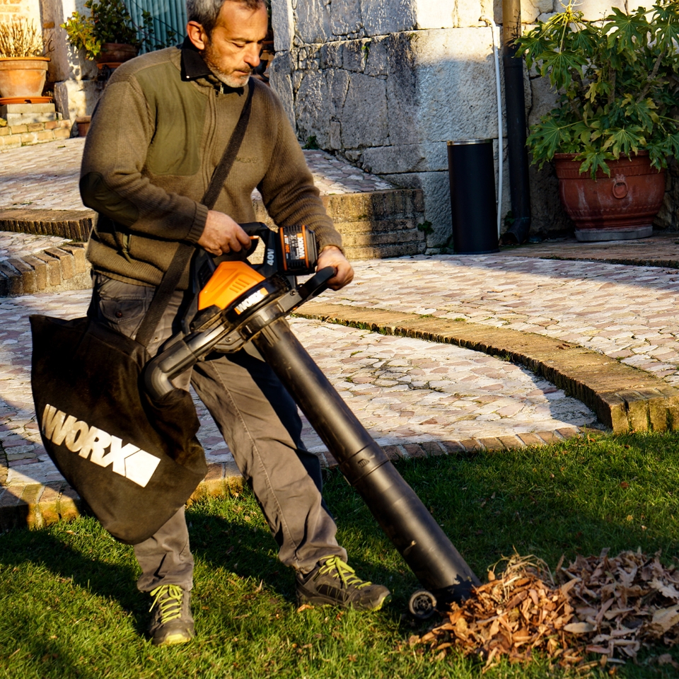 Worx 40v WG583E Cordless Brushless Garden Blower Vacuum Homebase