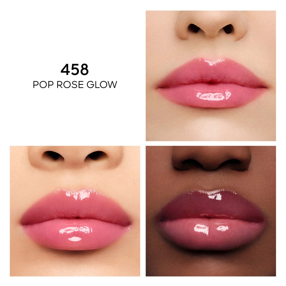 GUERLAIN KissKiss Bee Glow 92% Natural-Origin Honey Tint Lip Oil - 458 Pop Rose Glow