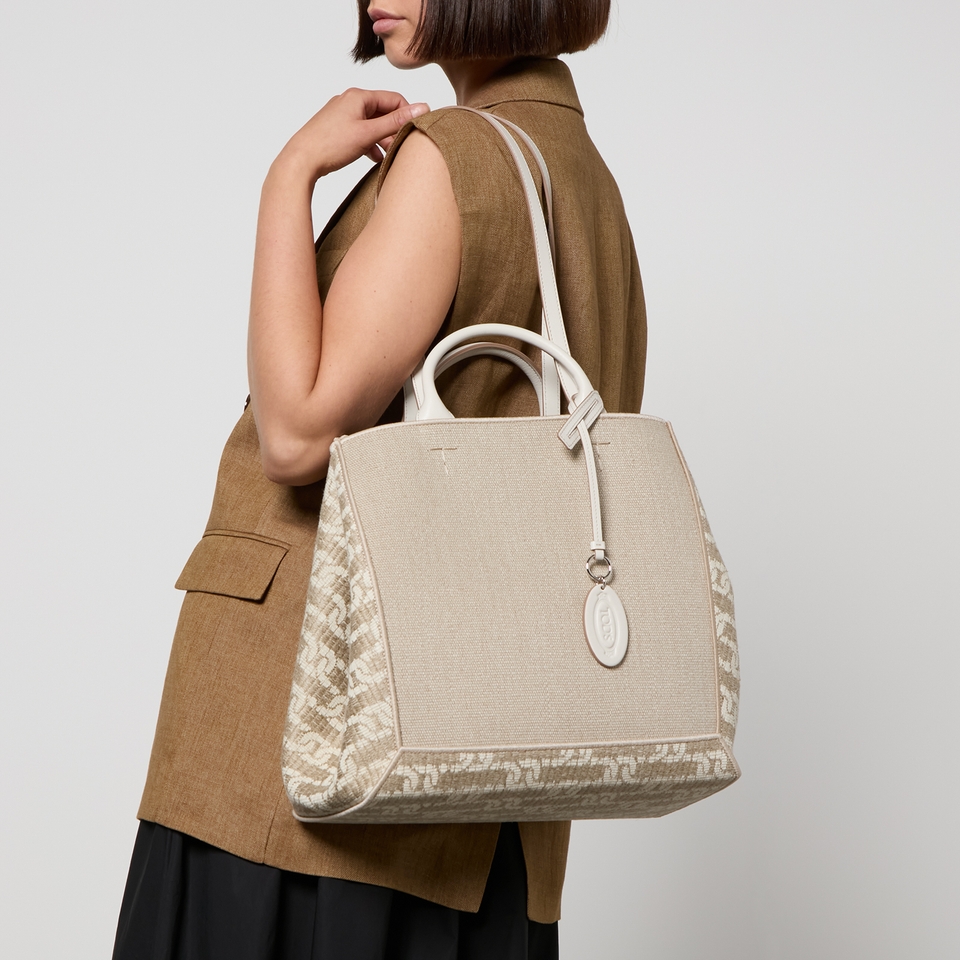 Tod's Large Canvas and Jacquard Tote Bag
