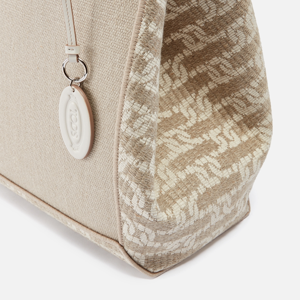 Tod's Large Canvas and Jacquard Tote Bag