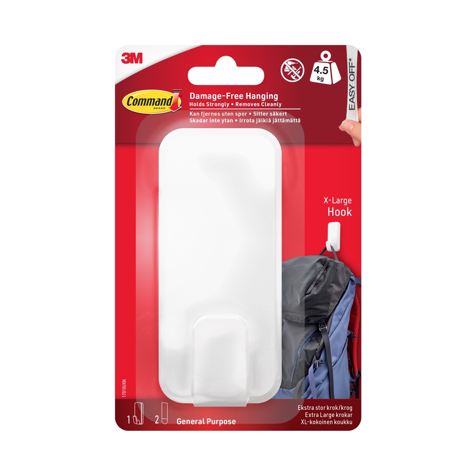 Command Adhesive X-Large Heavyweight Utility Hook - White (up to 4.5kg)