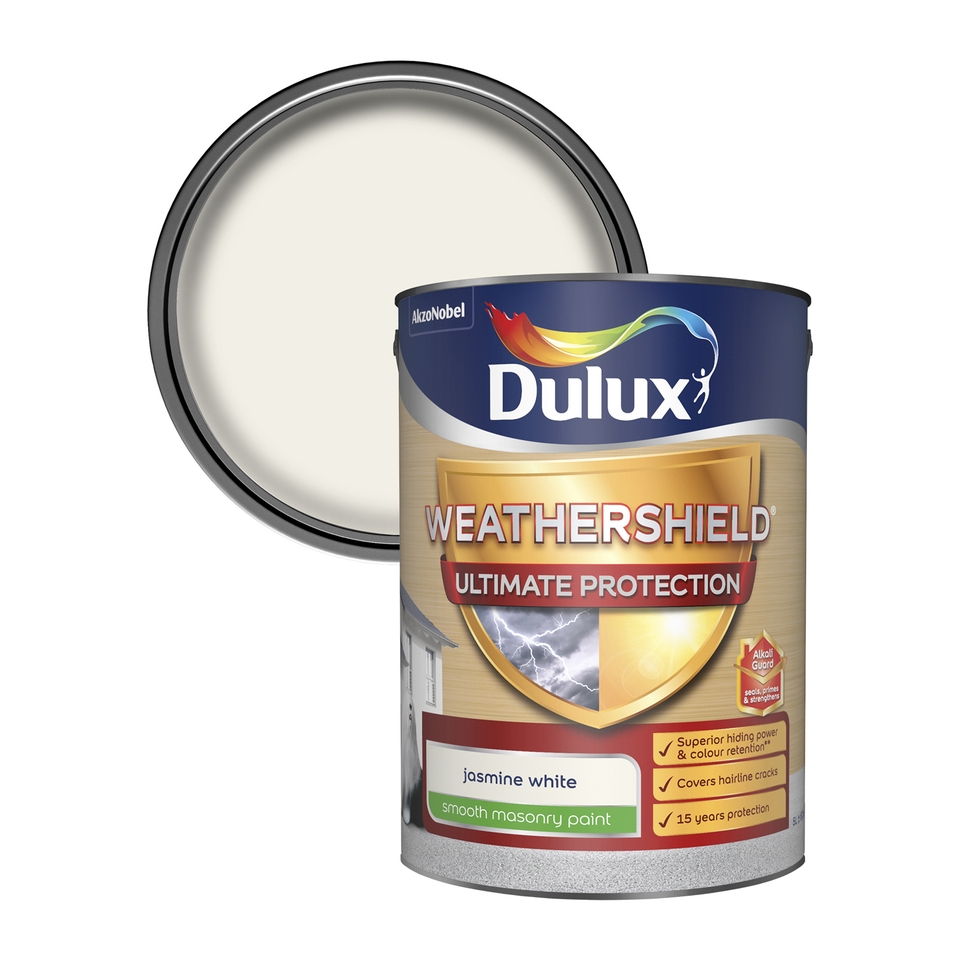 Dulux Weathershield Ultimate Protection Smooth Matt Masonry Paint Jasmine White - 5L