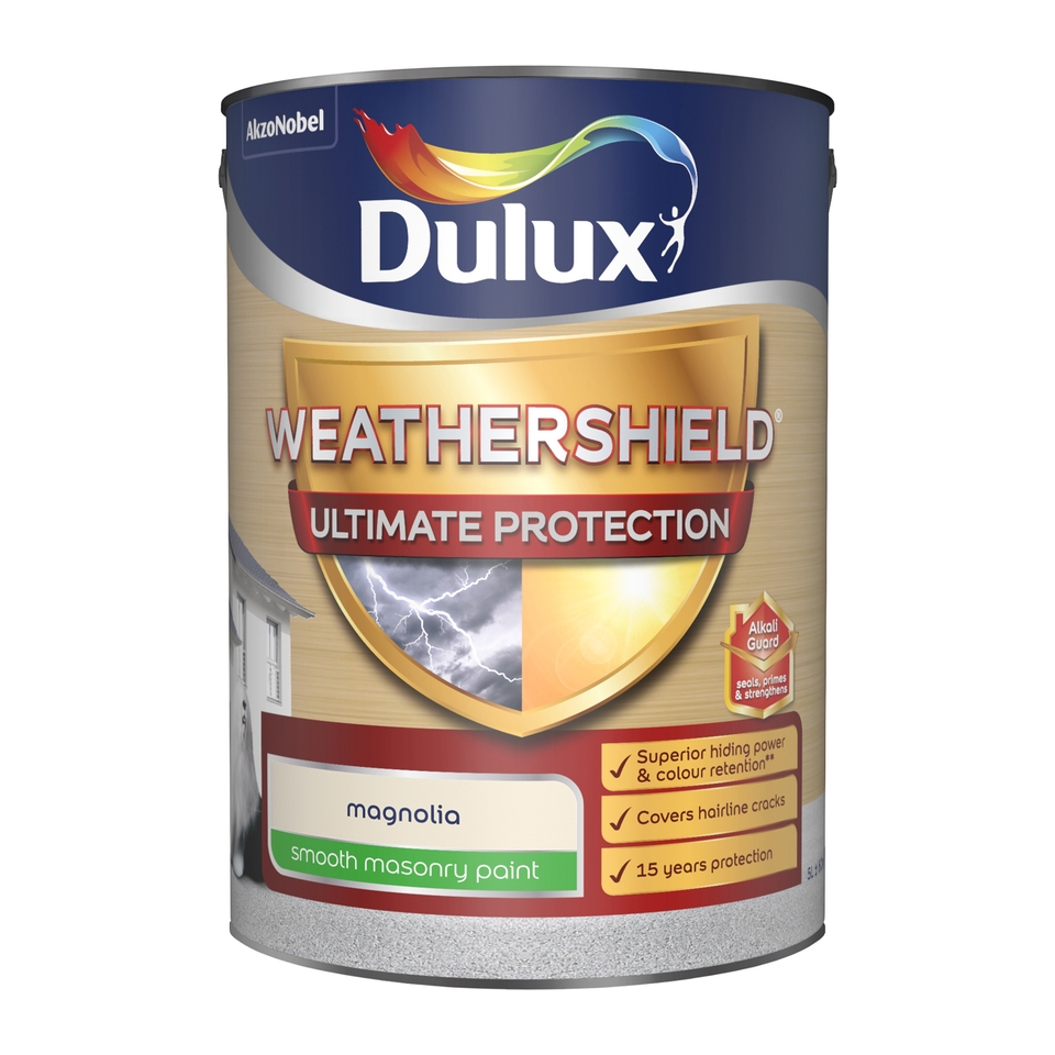 Dulux Weathershield Ultimate Protection Smooth Matt Masonry Paint Magnolia - 5L
