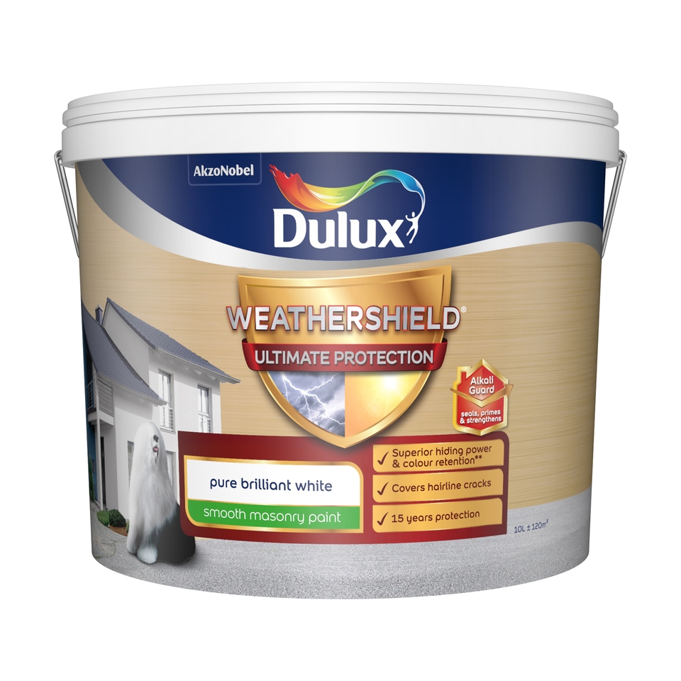 Dulux Weathershield Ultimate Protection Smooth Matt Masonry Paint Pure Brilliant White - 10L