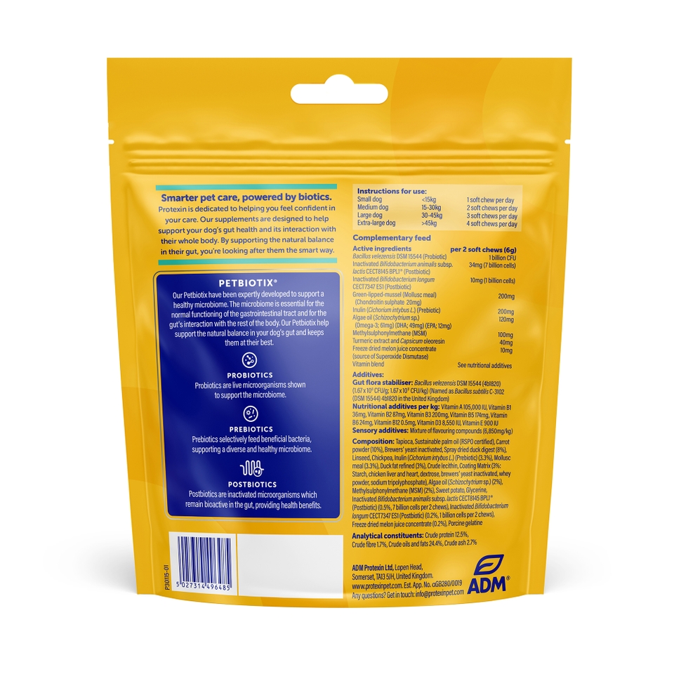 Protexin Daily Care Gut+ Wellbeing, Duck and Carrot Flavour, 60 Chews