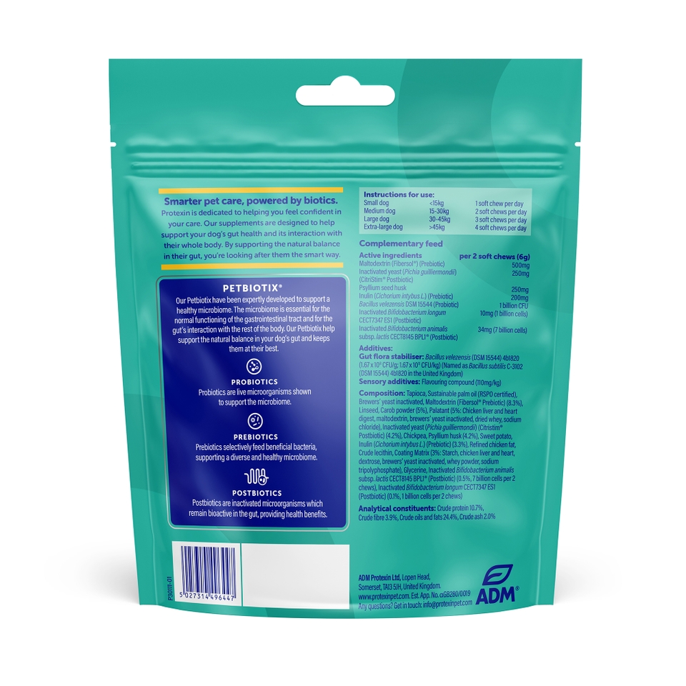 Protexin Daily Care Gut+ Digestion, Chicken and Carob Flavour, 60 Chews