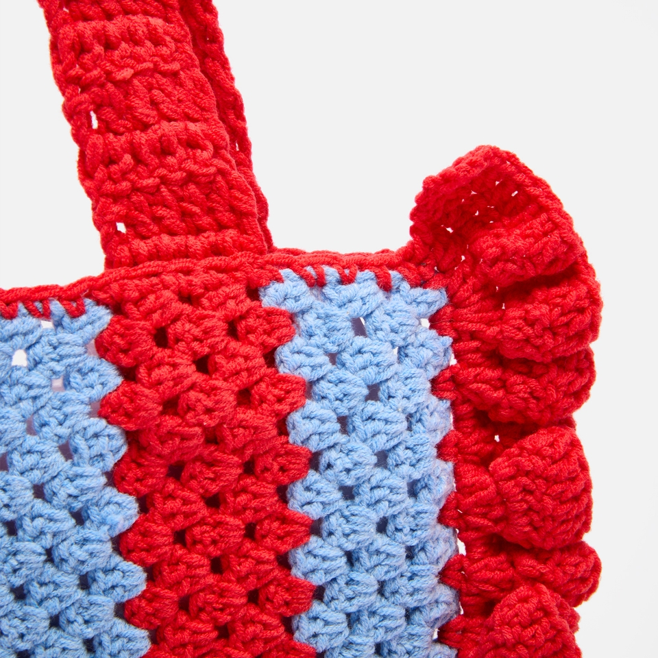 Damson Madder Frill Striped Crochet Bag