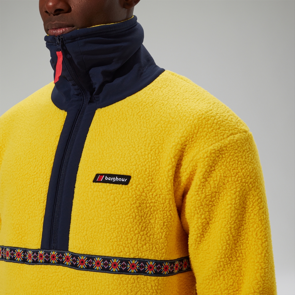 Unisex Rhynie Aztec Half Zip Fleece - Yellow/Blue