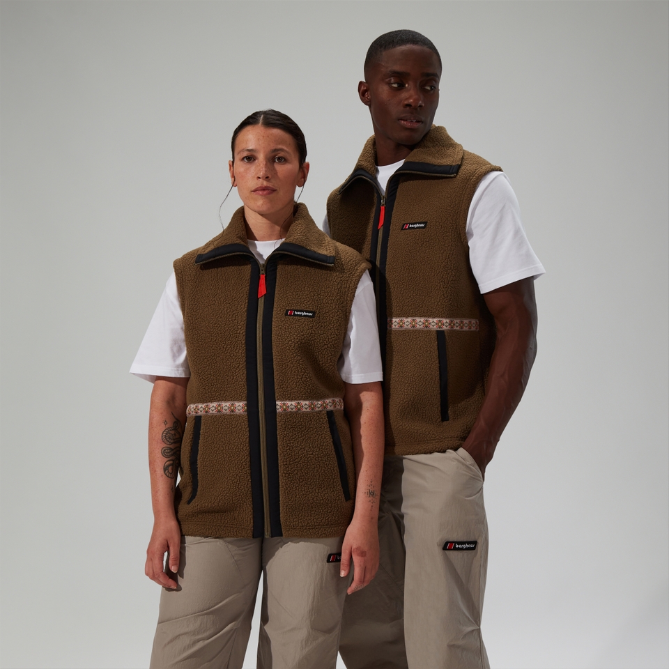 Fleece-Gilet Rhynie Aztec Unisex-Jacke - Braun/Schwarz