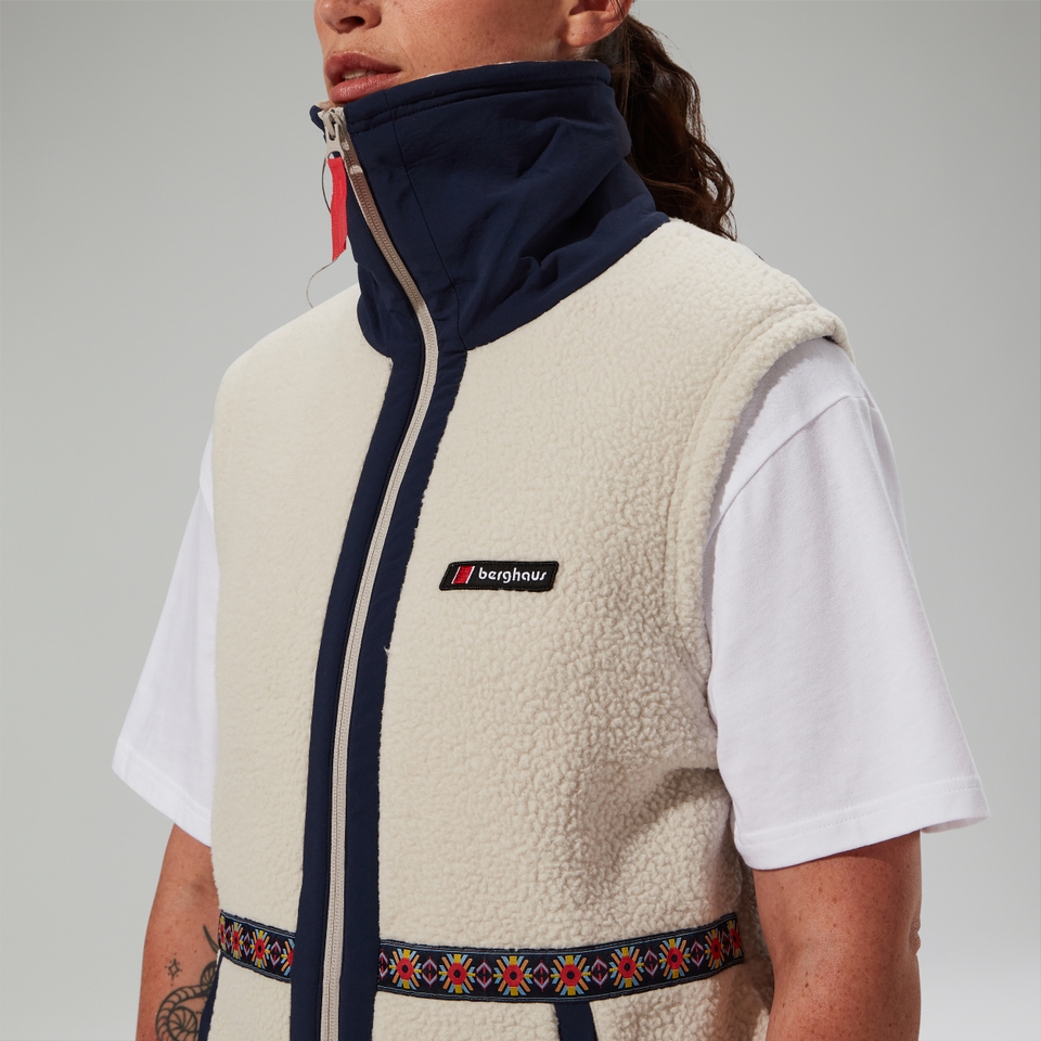 Unisex Rhynie Aztec Fleece Gilet - Grey/Blue