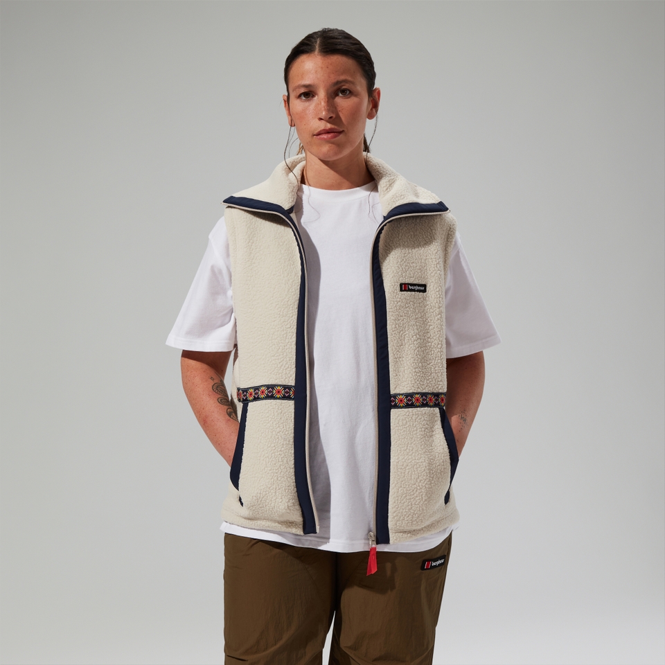 Unisex Rhynie Aztec Fleece Gilet - Grey/Blue