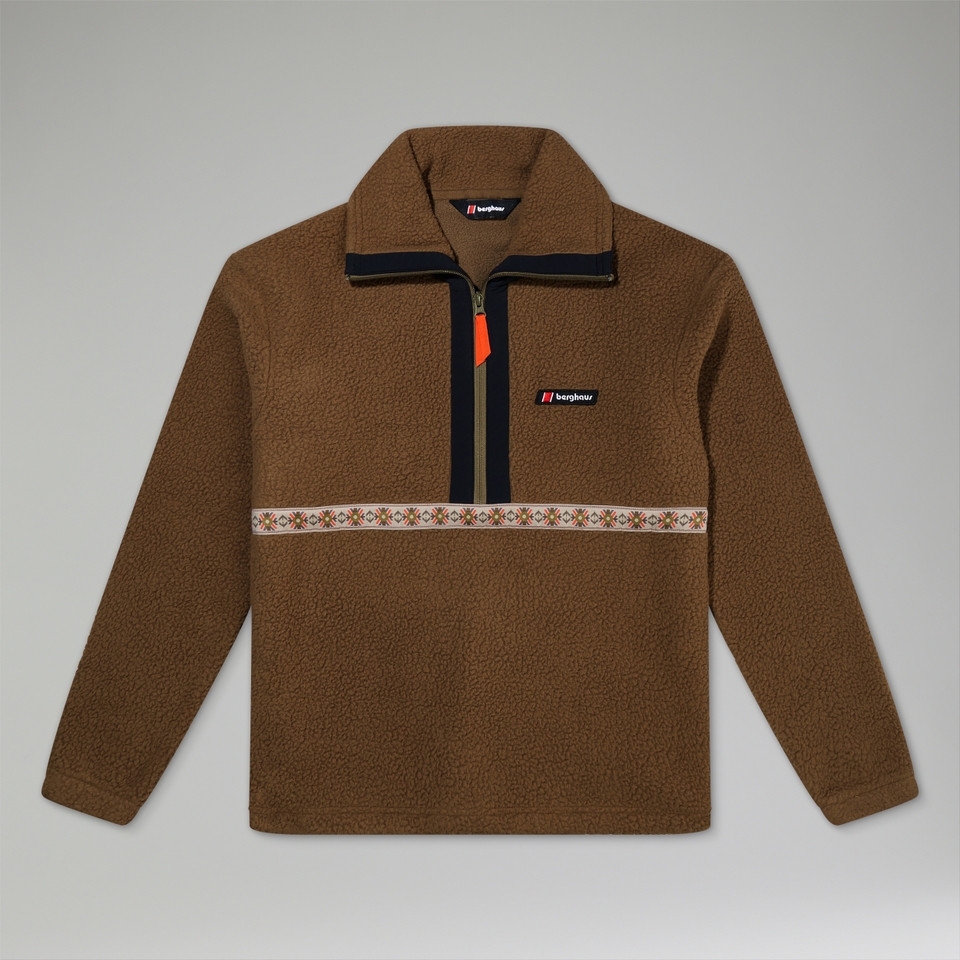 Halb-Zip-Fleece Rhynie Aztec Unisex-Jacke - Braun/Schwarz