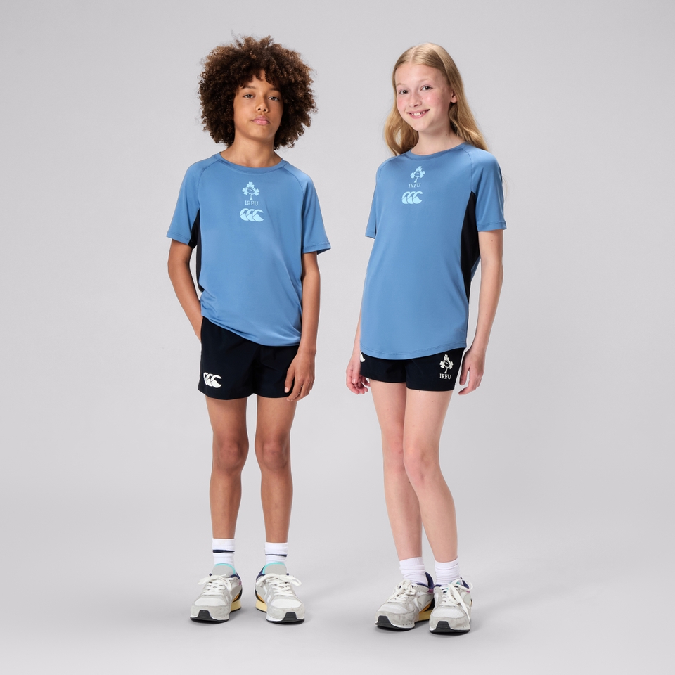 JUNIOR UNISEX IRELAND SUPERLIGHT TRAINING TEE BLUE/BLACK
