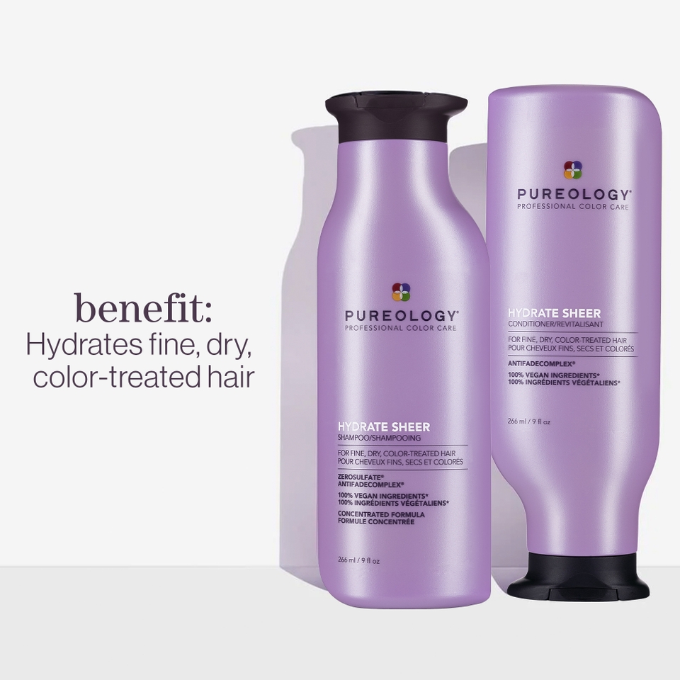 Pureology Hydrate Sheer Shampoo and Conditioner Bundle for Fine, Dry Hair, Sulphate Free for a Gentle Cleanse