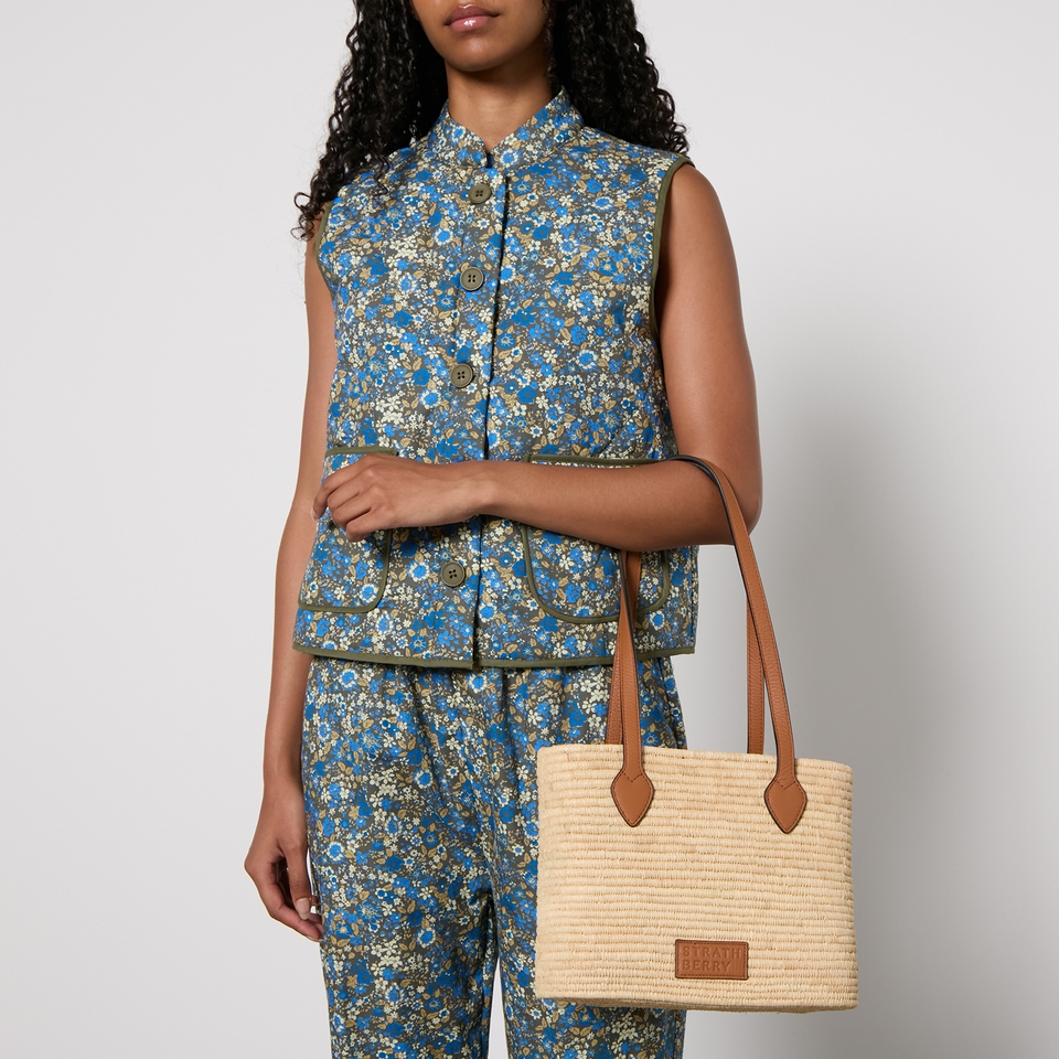 Strathberry The Strathberry Raffia and Leather Basket Bag