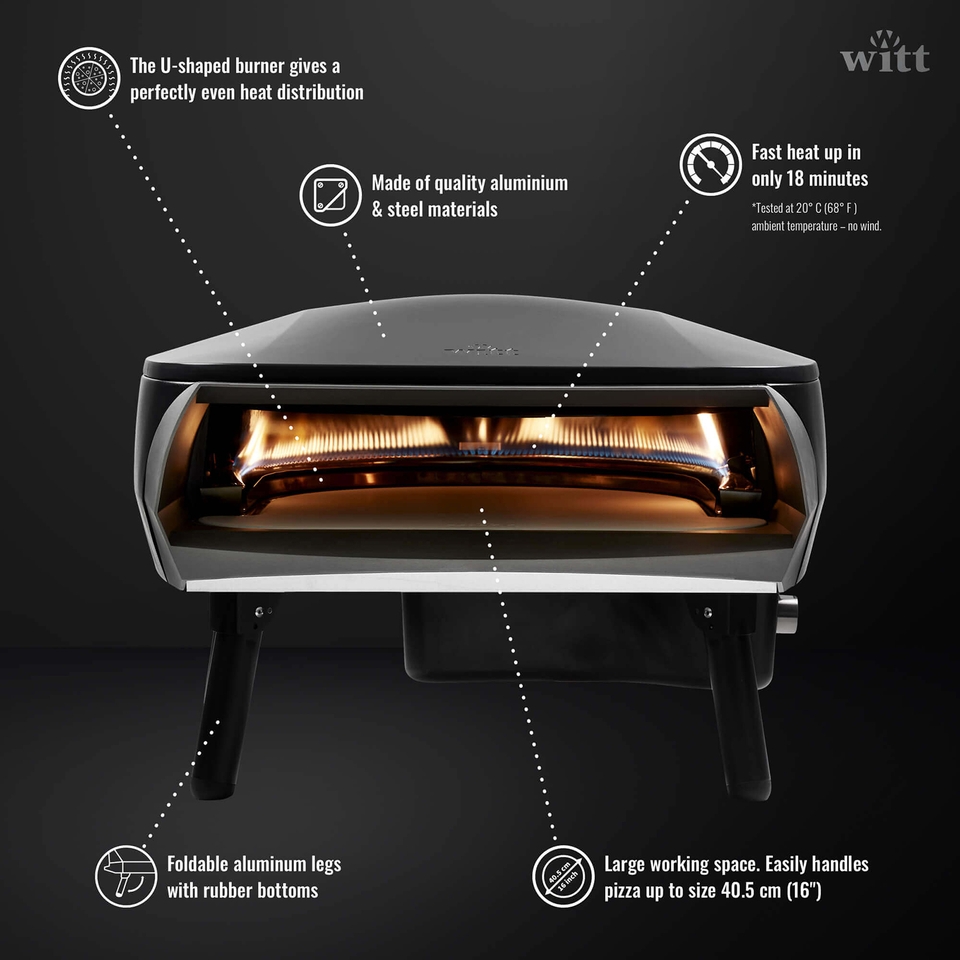 Witt ETNA Fermo Gas Pizza Oven - Matt Black