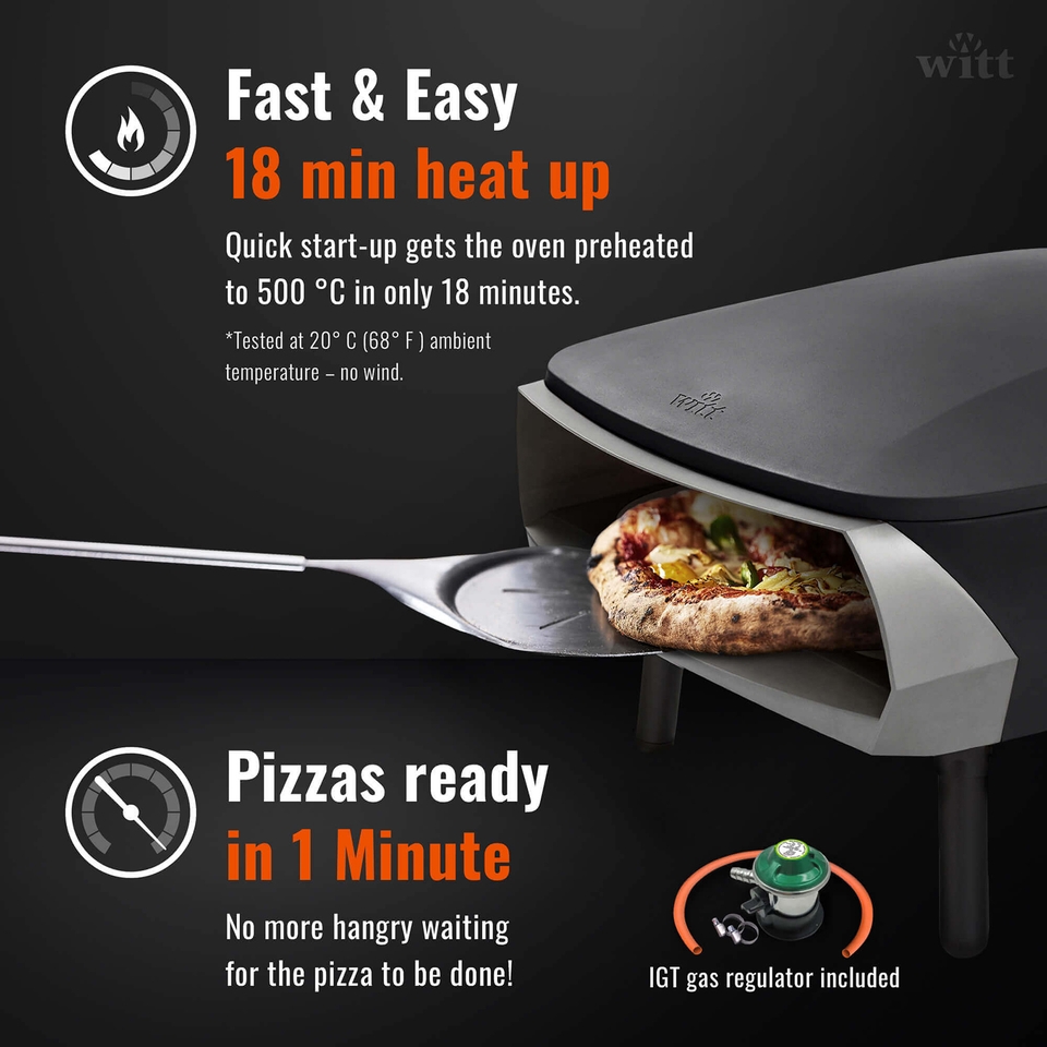 Witt ETNA Fermo Gas Pizza Oven - Matt Black