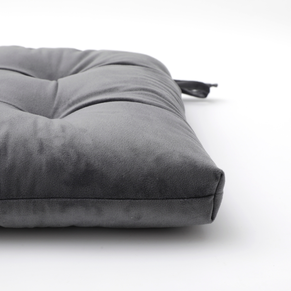 Velvet Seat Pad Charcoal 40x40cm Homebase