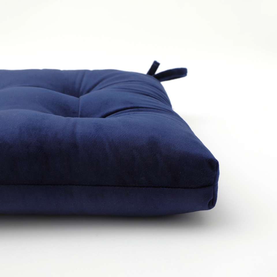 Velvet Seat Pad Navy 40x40cm Homebase