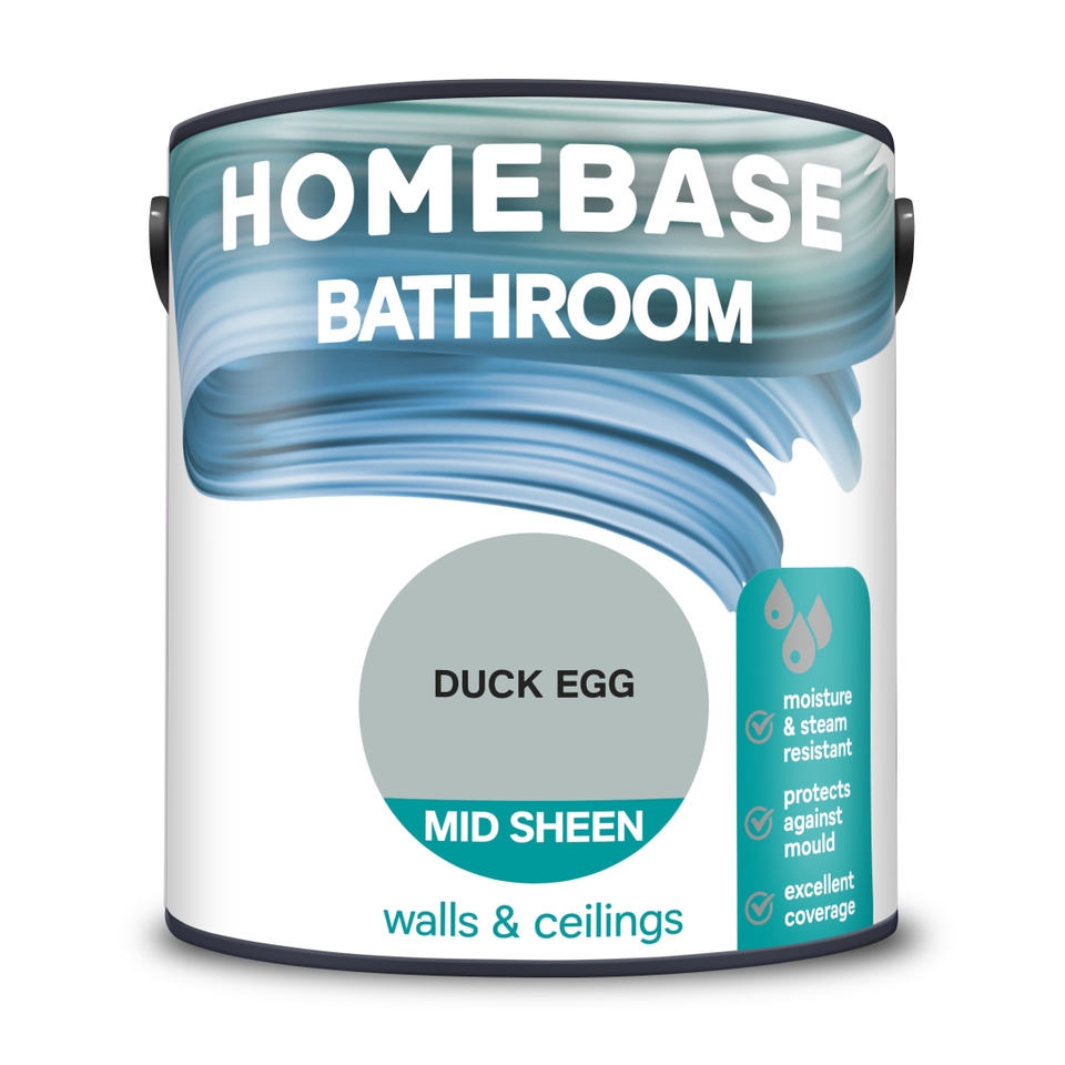Homebase Bathroom Mid Sheen Paint Duck Egg - 2.5L