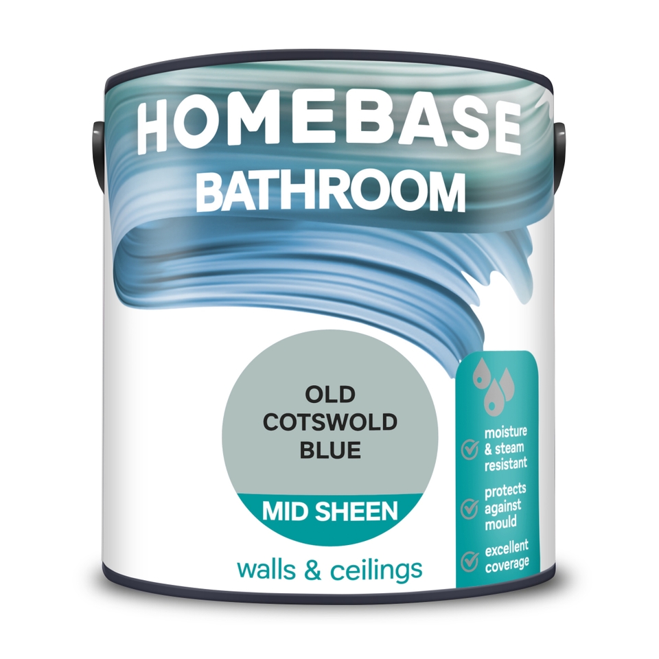 Homebase Bathroom Mid Sheen Paint Old Cotswold Blue - 2.5L