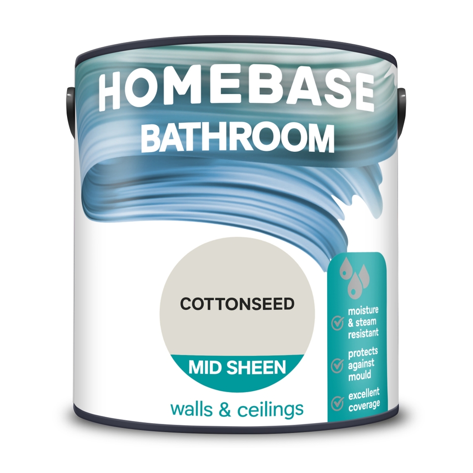 Homebase Bathroom Mid Sheen Paint Cottonseed - 2.5L
