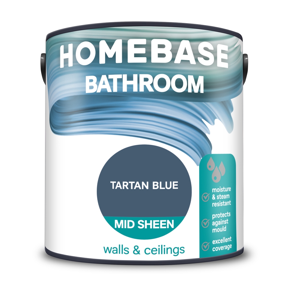 Homebase Bathroom Mid Sheen Paint Tartan Blue - 2.5L
