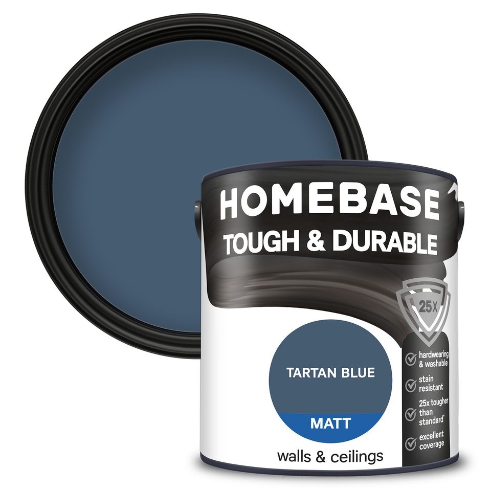 Homebase Tough & Durable Matt Paint Tartan Blue 2.5L Homebase