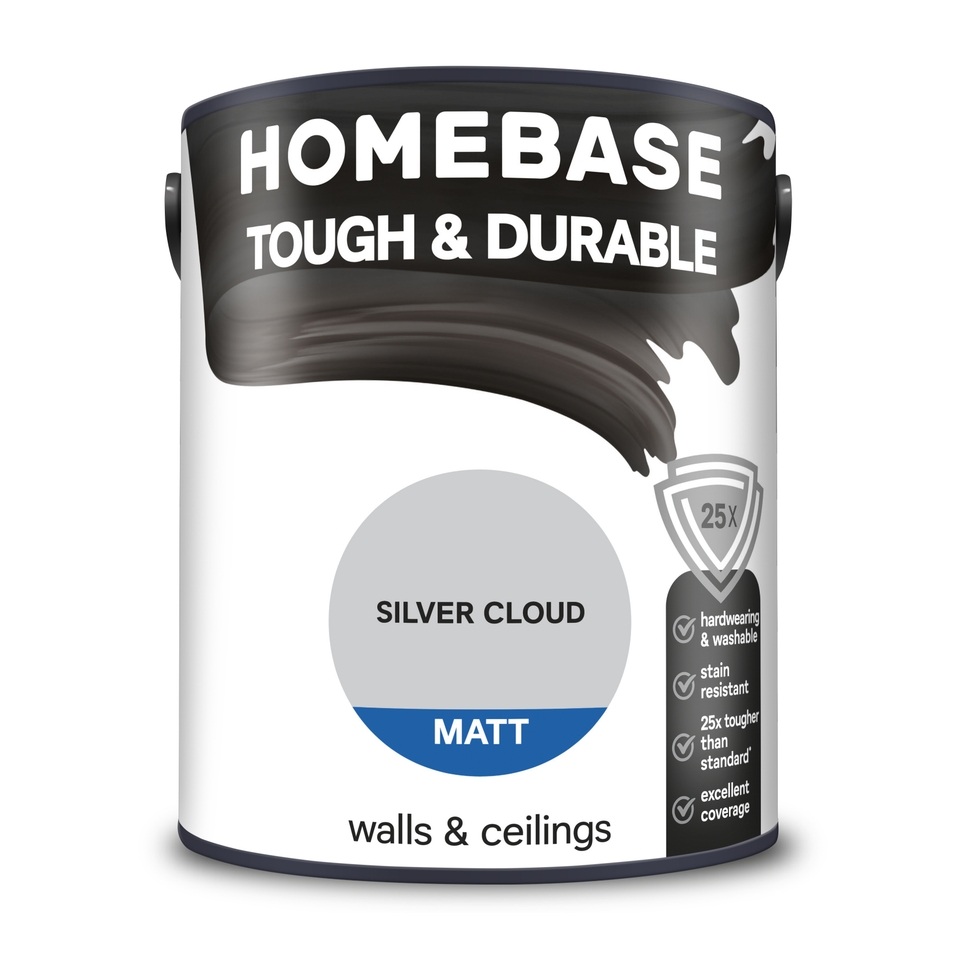 Homebase Tough & Durable Matt Paint Silver Cloud - 2.5L