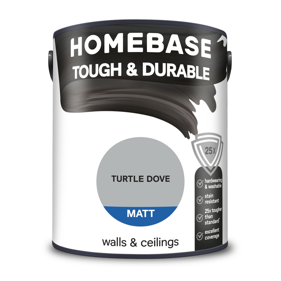 Homebase Tough & Durable Matt Paint Turtle Dove - 2.5L