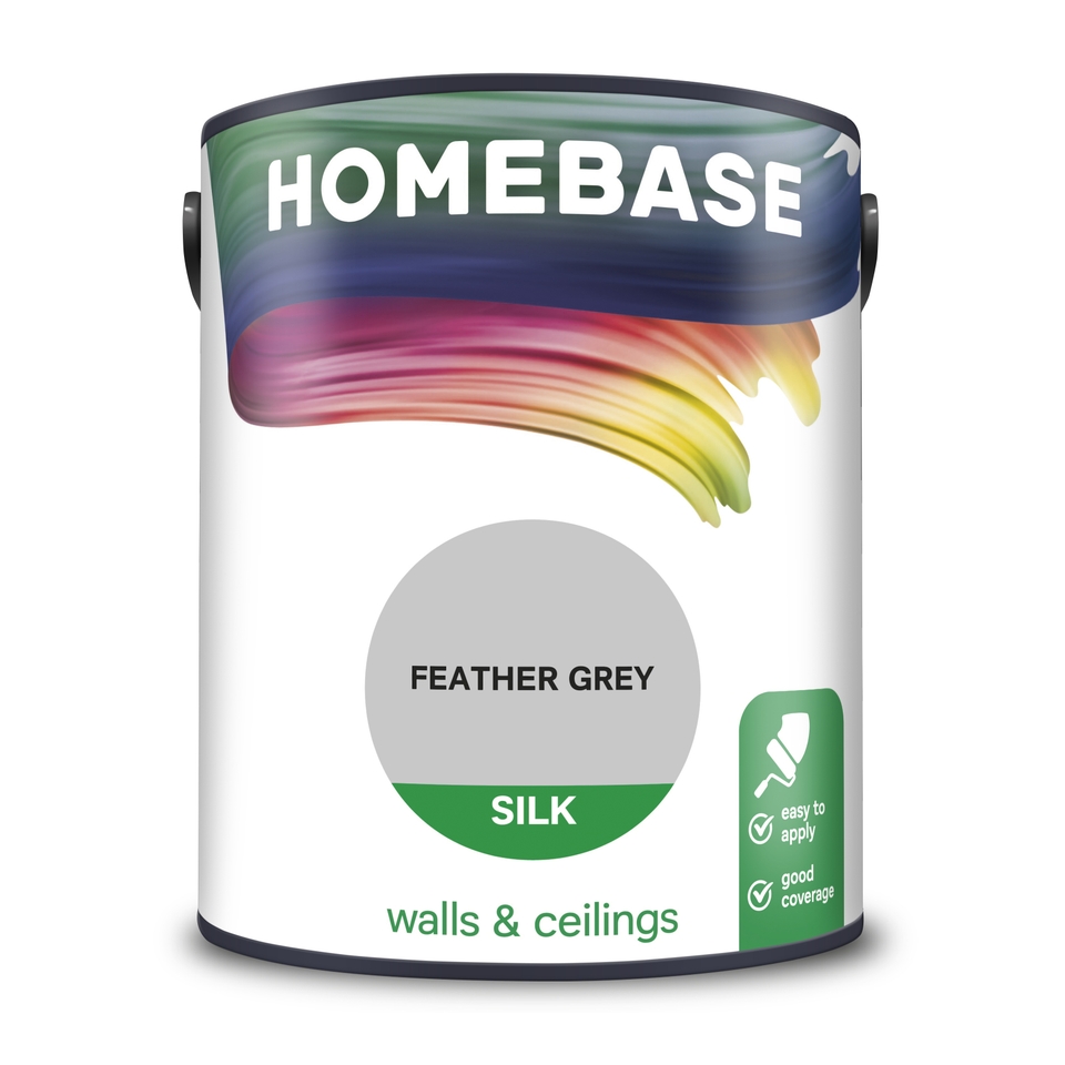 Homebase Silk Emulsion Paint Feather Grey - 5L