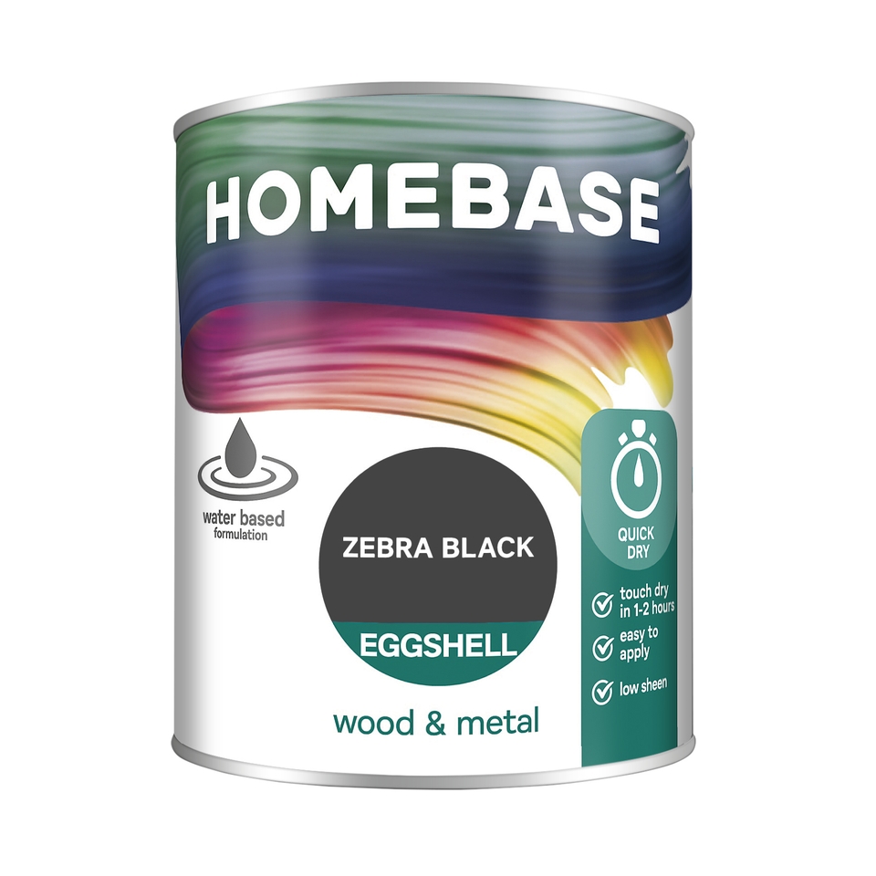 Homebase Interior Quick Dry Eggshell Paint Zebra Black 750ml Homebase