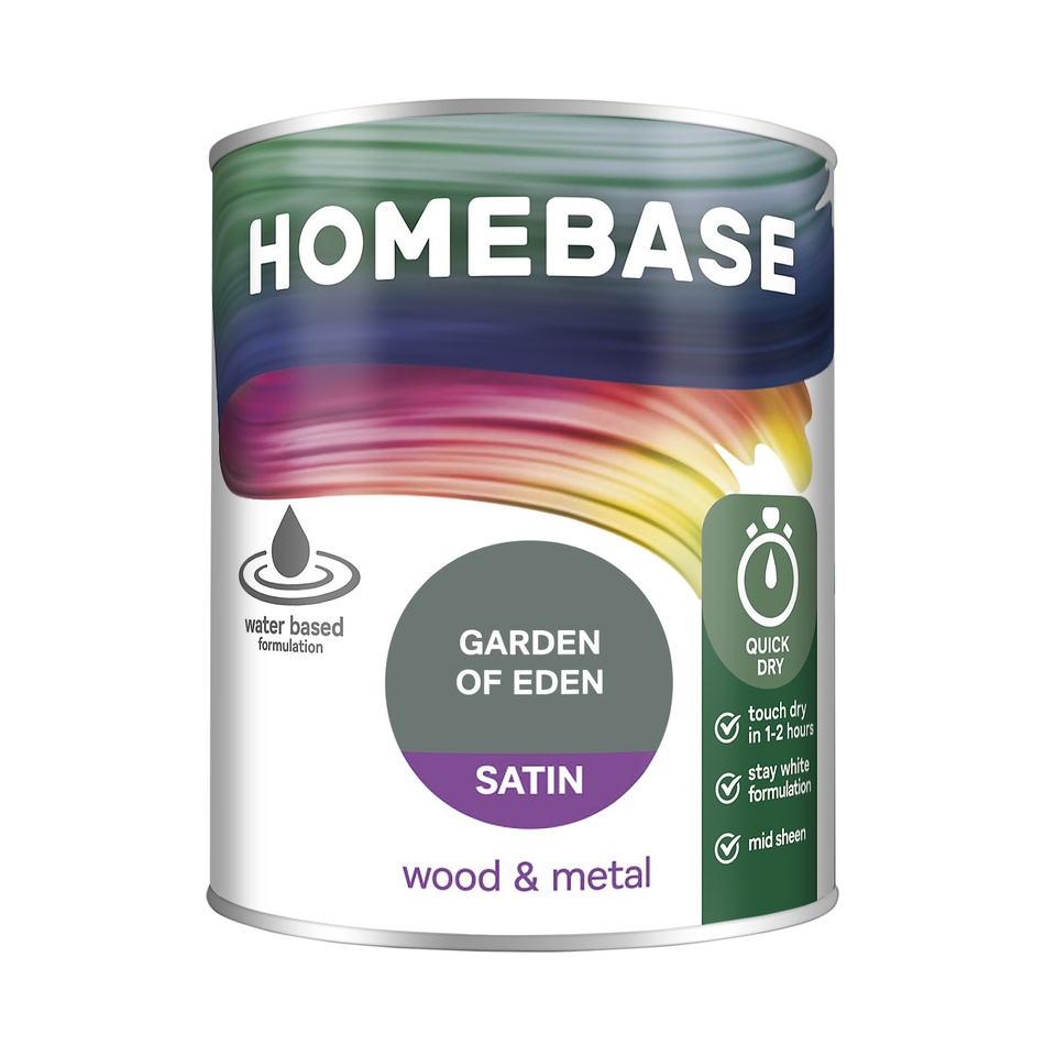 Homebase Interior Quick Dry Satin Paint Garden of Eden 750ml Homebase