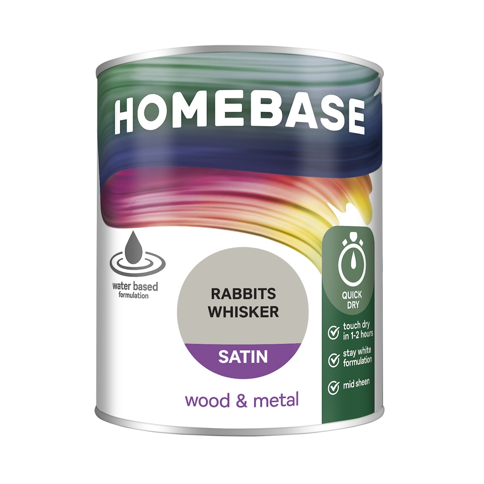 Homebase Interior Quick Dry Satin Paint Rabbit's Whisker - 750ml