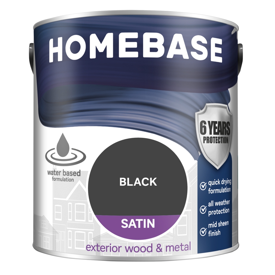 Homebase Exterior Satin Paint Black - 2.5L