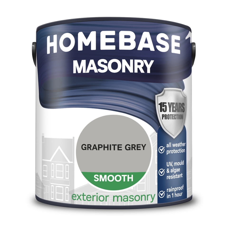 Homebase Smooth Masonry Paint Graphite Grey - 2.5L