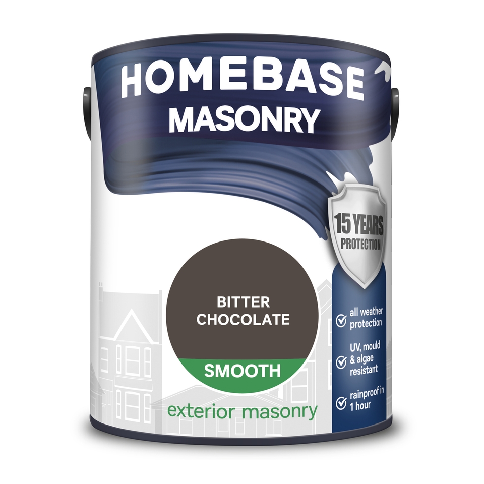 Homebase Smooth Masonry Paint Bitter Chocolate - 5L