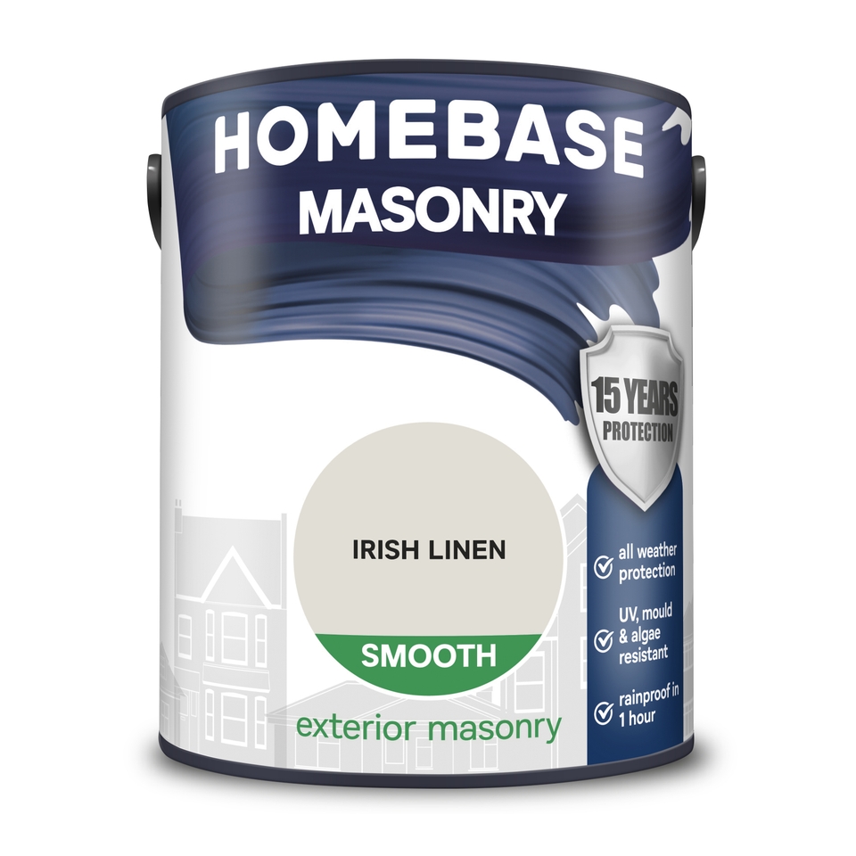 Homebase Smooth Masonry Paint Irish Linen - 5L