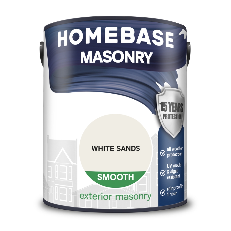 Homebase Smooth Masonry Paint White Sands - 5L