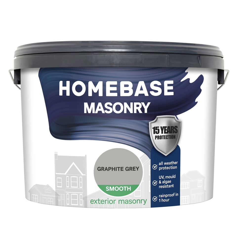 Homebase Smooth Masonry Paint Graphite Grey - 10L