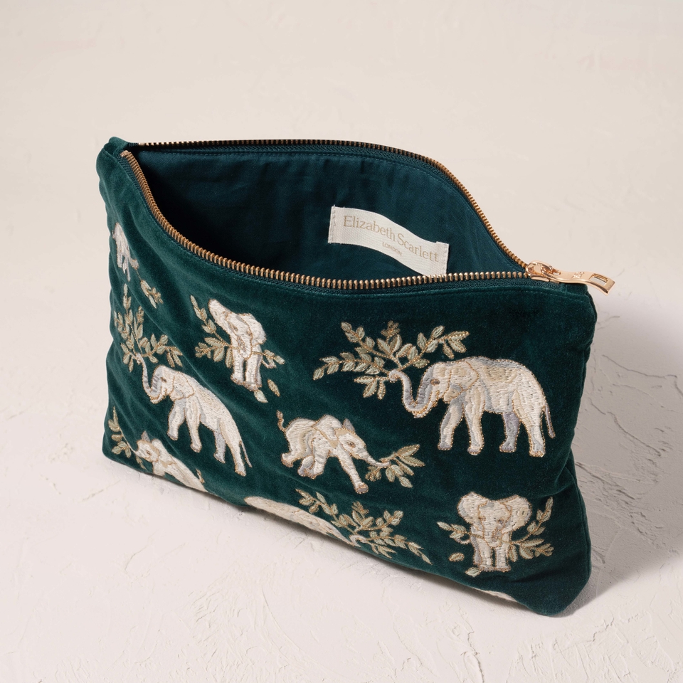 Elizabeth Scarlett Elephant Herd Emerald Everyday Pouch