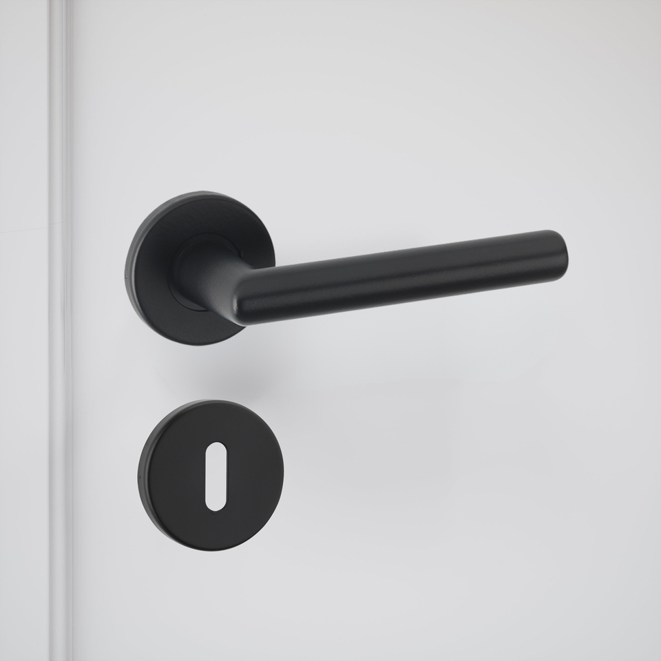 Urfic Easy Click Titan Lever on Rose Door Handle 3 Sets - Black