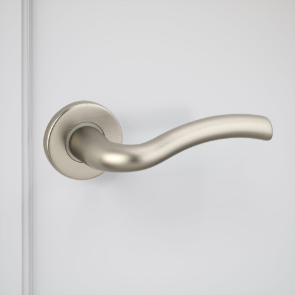 Urfic Easy Click Rhea Lever on Rose Door Handle 3 Sets - Stainless Steel