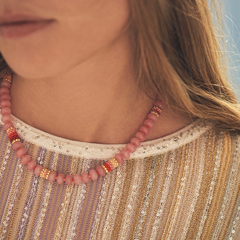 Anni Lu Women's Barrel Necklace - Pink