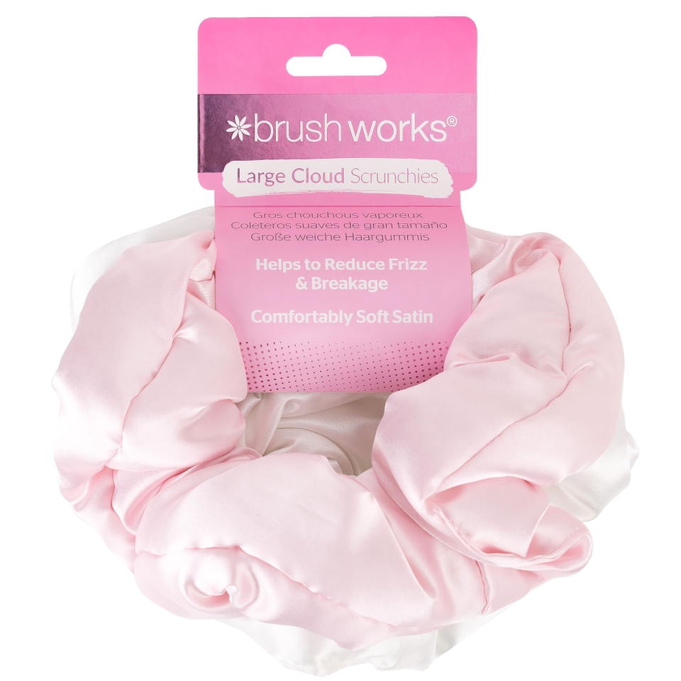brushworks Large Cloud Scrunchies 2 Pack - Pink and White