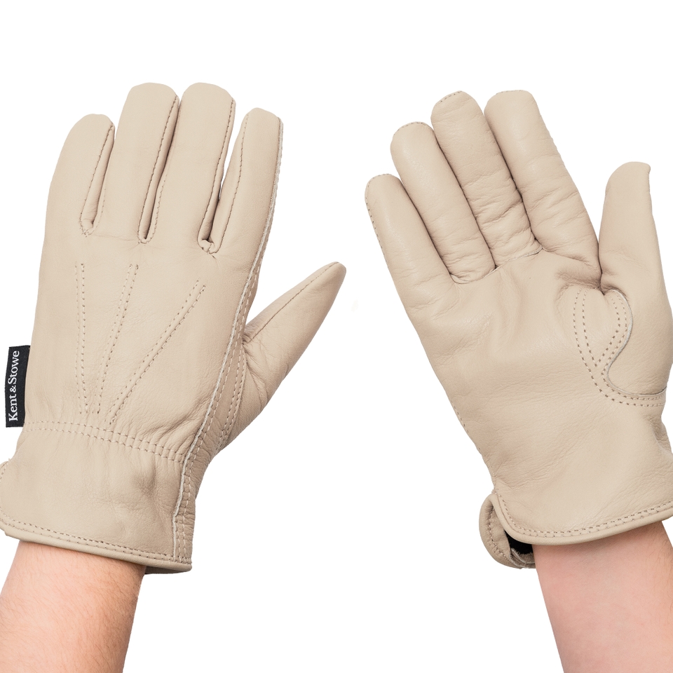 Kent & Stowe Luxury Leather Water Resistant Gardening Gloves Ladies Medium Cream