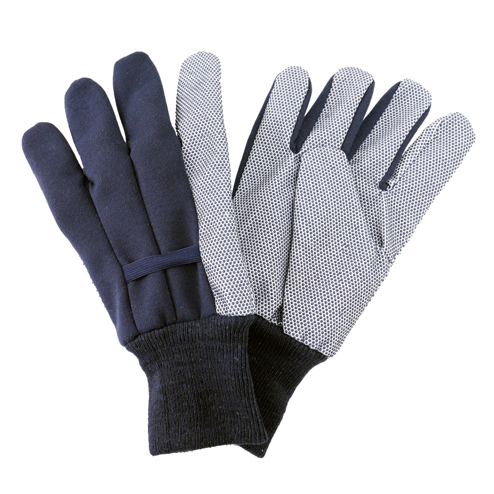 Kent & Stowe Jersey Cotton Grip Gardening Gloves Men's Large Navy