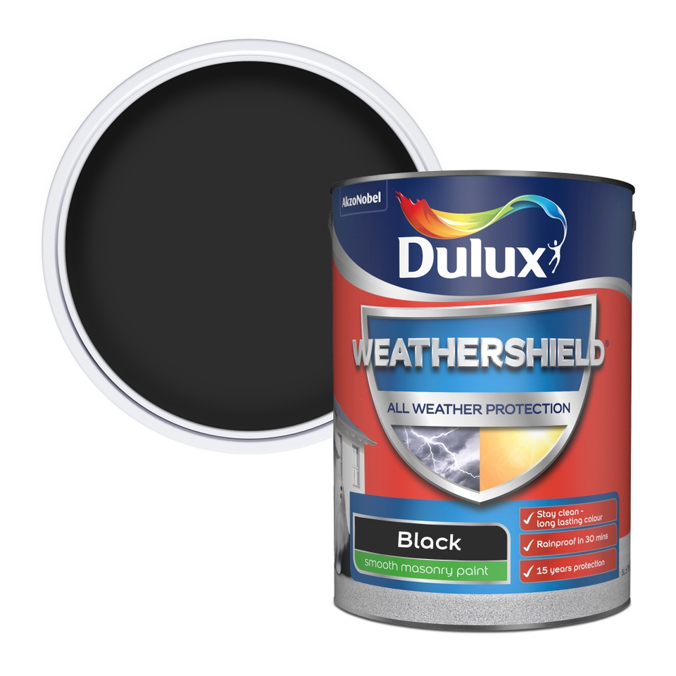 Dulux Weathershield Smooth Masonry Paint Black - 5L